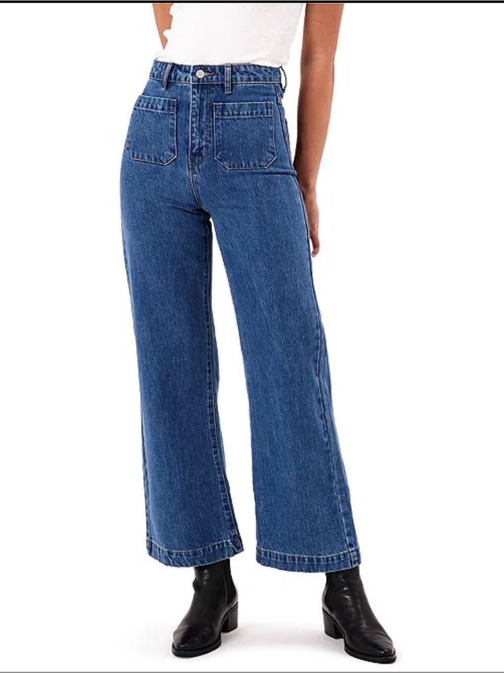 Rolla's Sailor Jean High-Rise Wide-Leg Crop Denim in Medium Wash Size 28